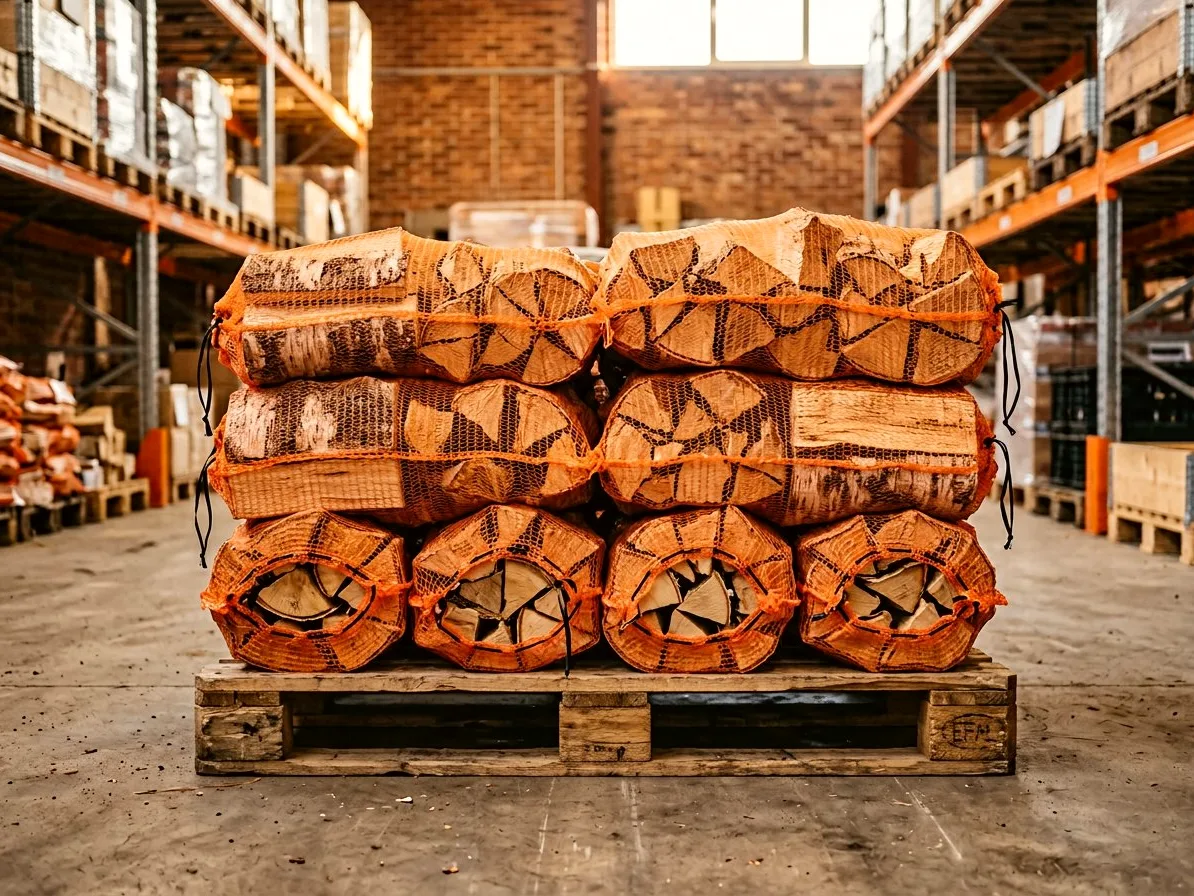Берёзовые дрова в сетках 40 л — фото партии